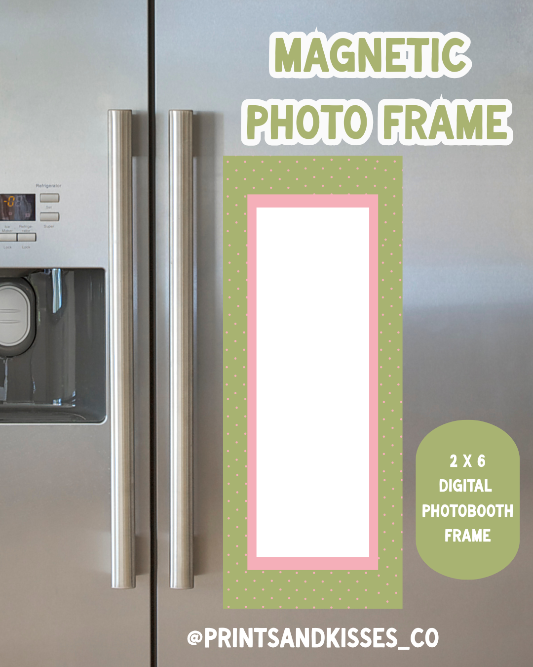 Magnetic Digital Photo Booth Frame: Strawberry Matcha