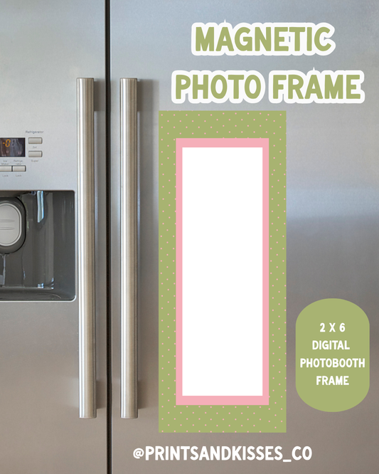 Magnetic Digital Photo Booth Frame: Strawberry Matcha